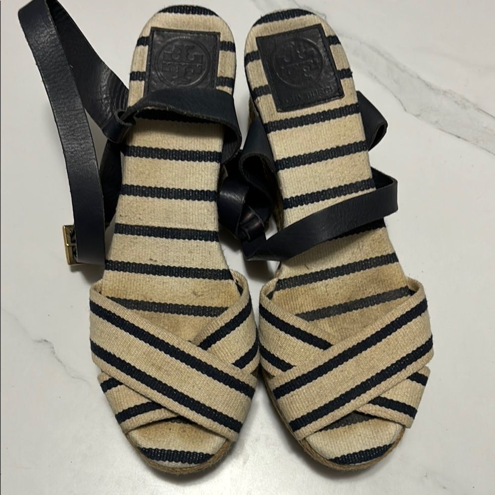 Tory Burch Black and Cream Women's wedges